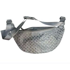 Margeaux Silver Metallic Sequin Adjustable Belt Bag NWT